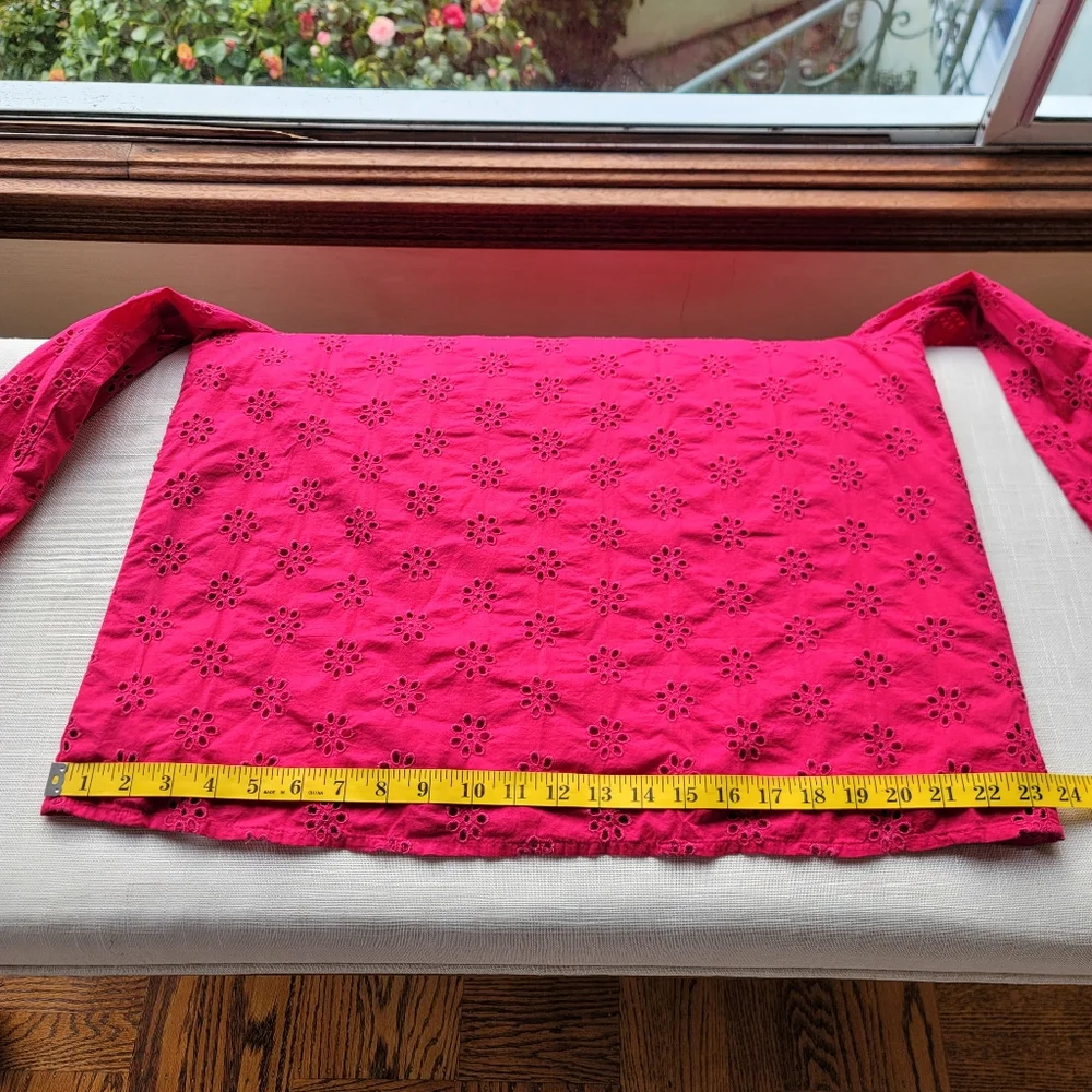 New! J.Crew sz Large L Ruffleneck Eyelet-Yoke Top in Berry Red NWT